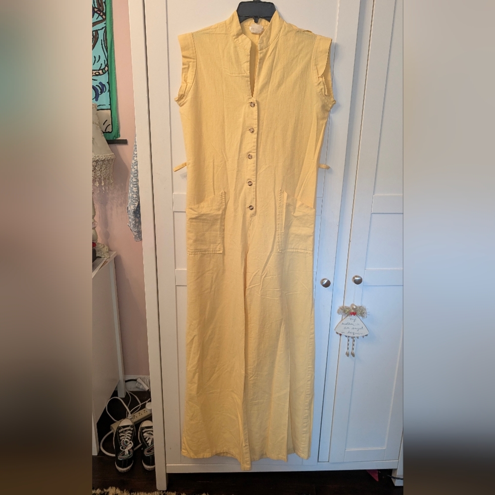 Vintage 70'ss Yellow Sleeveless Jumpsuit